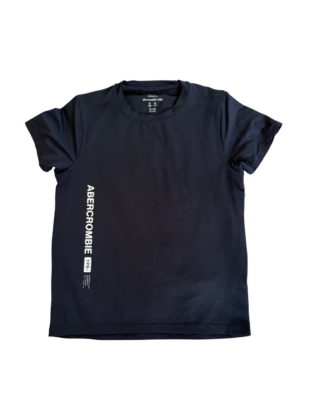 abercrombie kids Black Short Sleeve Athletic Style Tee with Vertical Logo